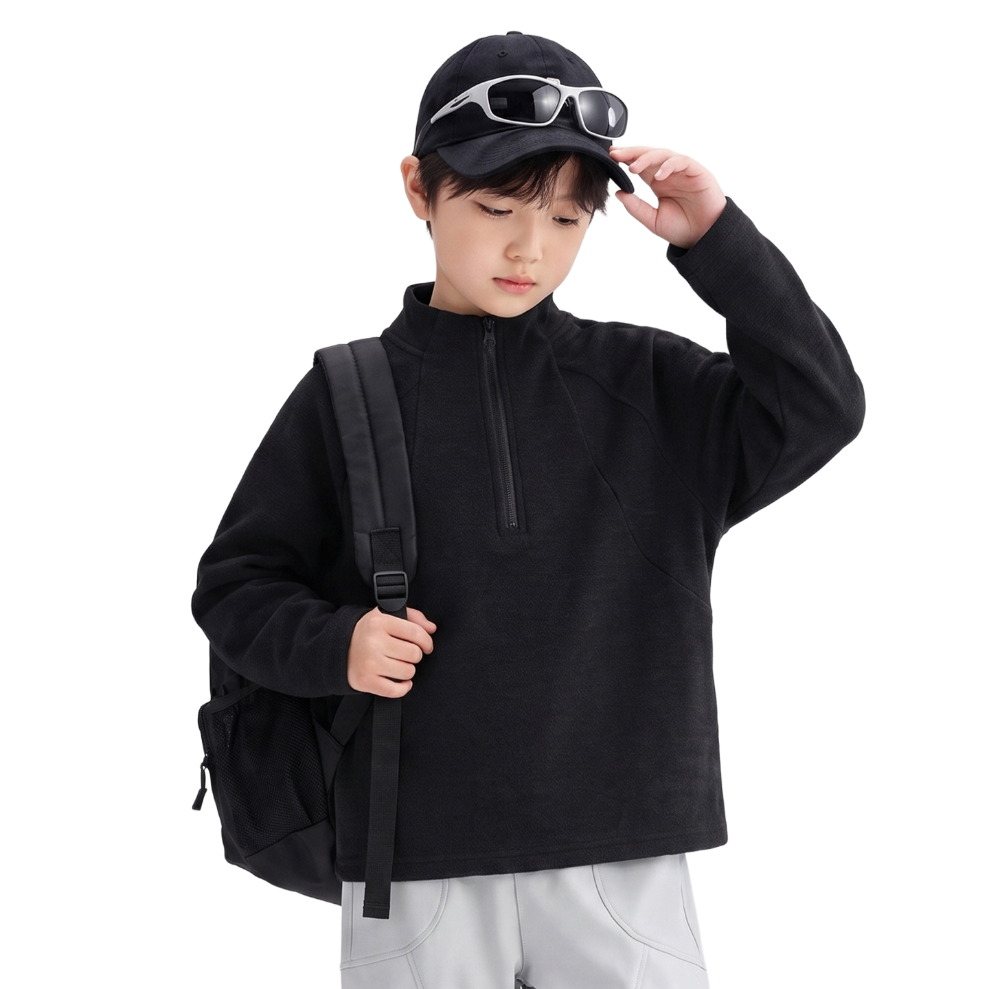 Thermal Half-Zip in Carbon black