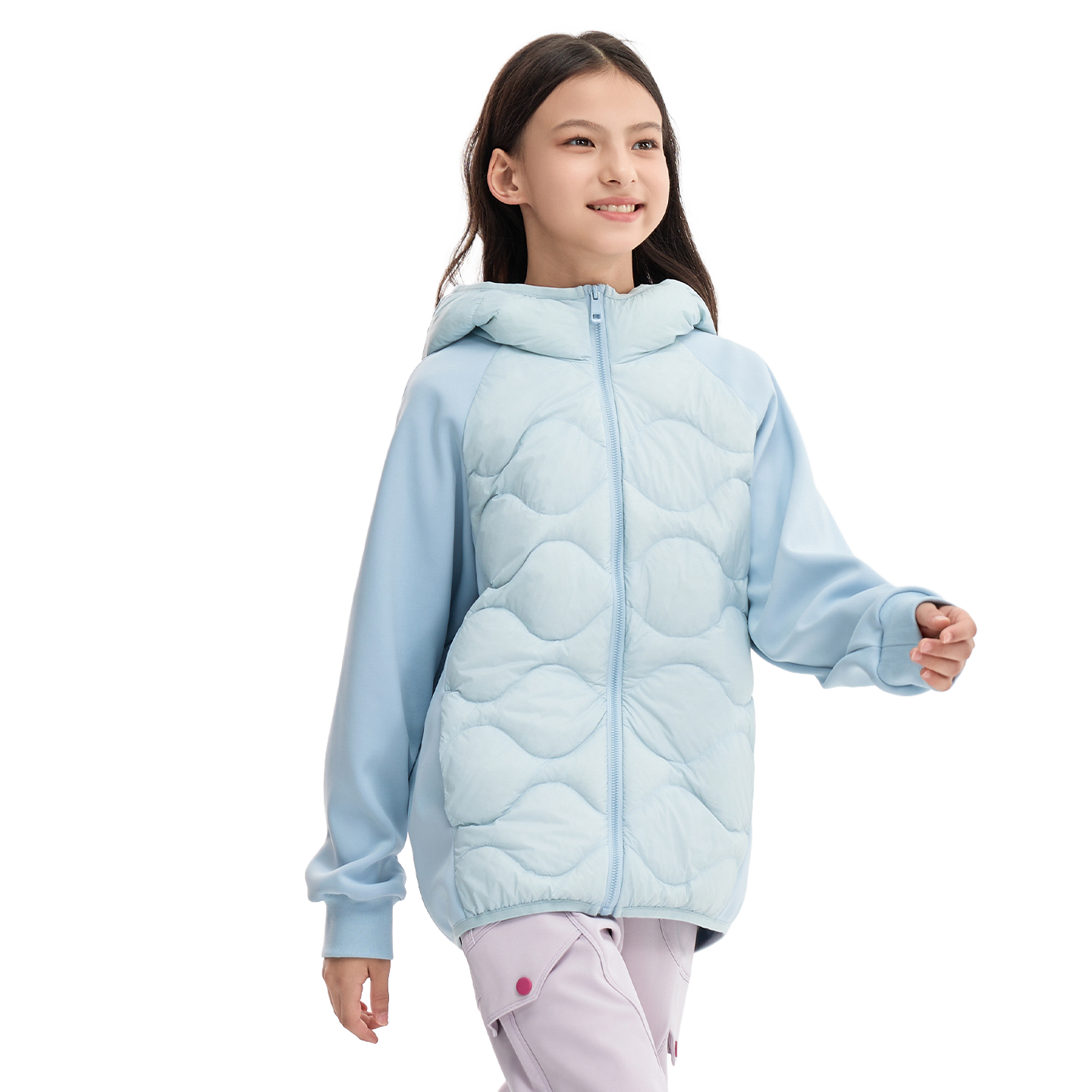 Hooded Down Jacket in Sky blue