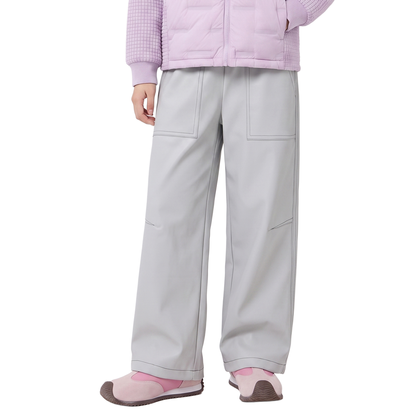 Contrast-Stitch Softshell Trouser in Soft silver