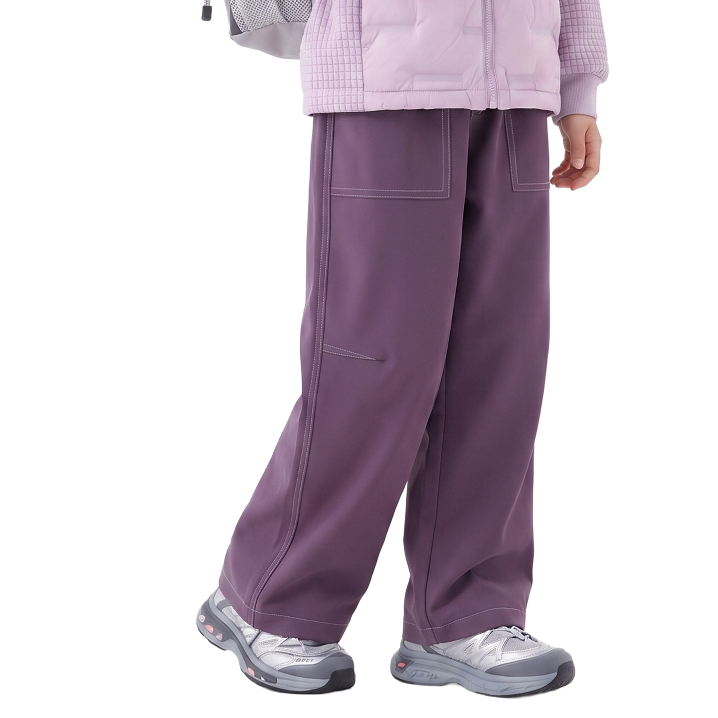 Contrast-Stitch Softshell Trouser in Mist violet