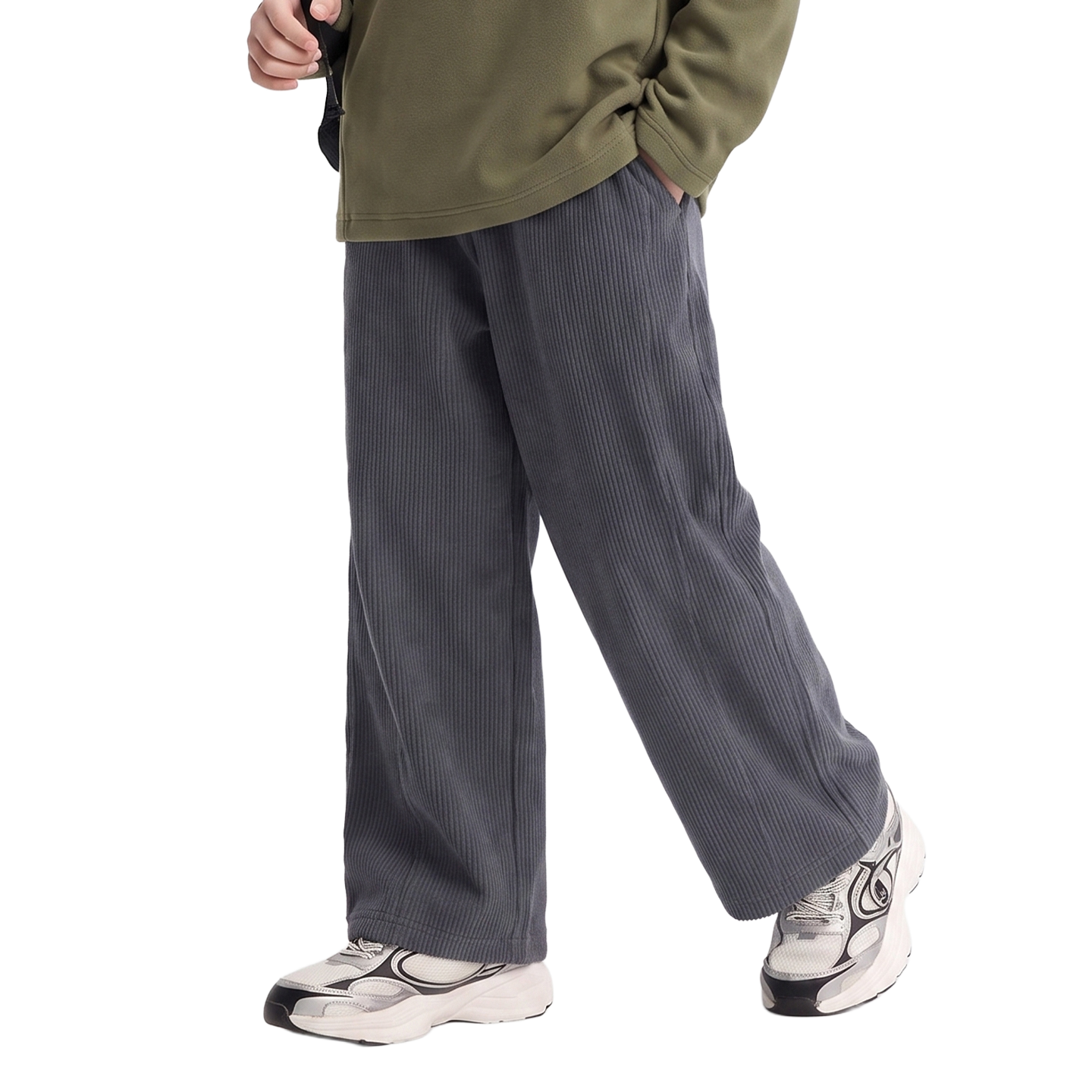 Milk-Silk Wide-Leg Trouser in Granite grey