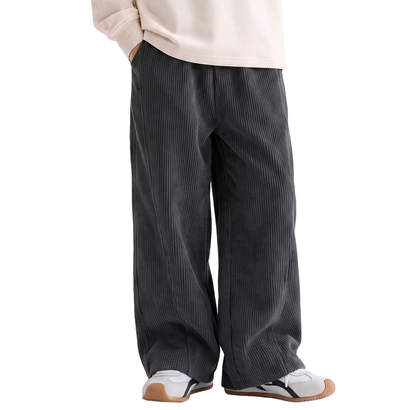 Milk-Silk Wide-Leg Trouser in Carbon black
